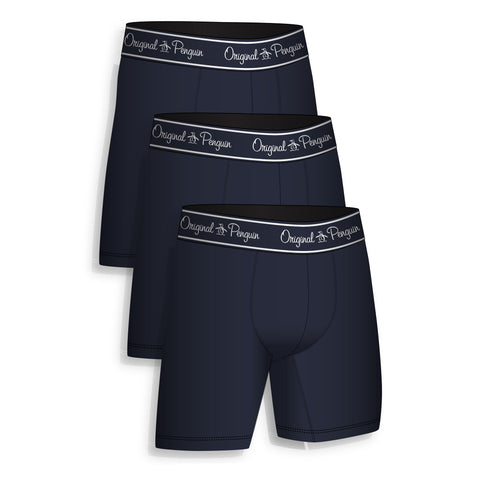 3 Pack Solid Navy Contour Boxer Brief-Underwear-Original Penguin