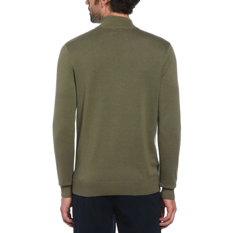 Color Block 1/4 Zip Sweater (Dusty Olive) 