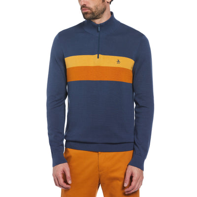 Color Block 1/4 Zip Sweater (Sargasso Sea) 