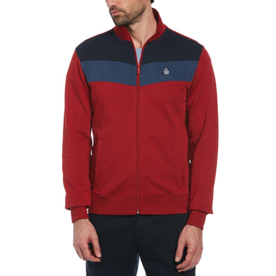 Colorblock Fleece Track Jacket (Red Dahlia) 