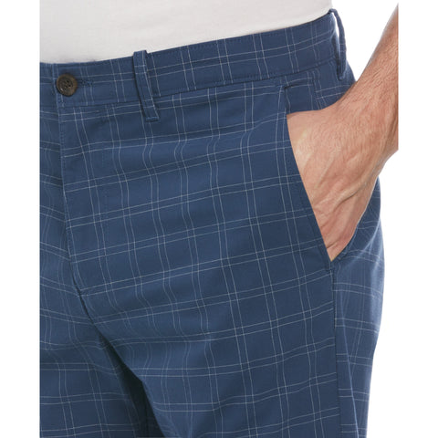 Cotton Blend Check Pattern Slim Fit Chino (Sargasso Sea) 