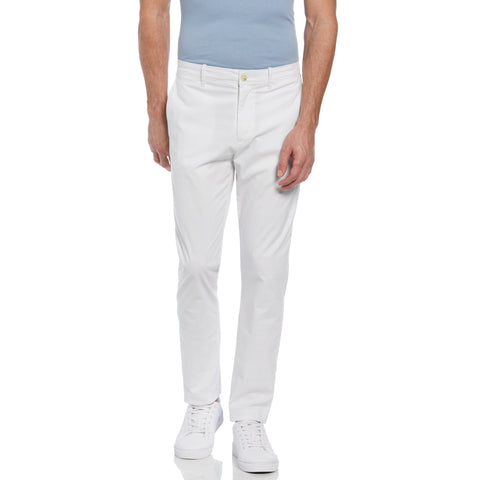 Cotton Blend Check Pattern Slim Fit Chino (Bright White) 