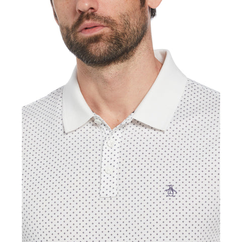 Ditsy Diamond Print Polo (Bright White) 