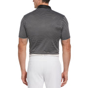 Heritage Stripe Solid Collar Short Sleeve Polo Shirt (Caviar) 