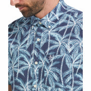 Poplin Palm Print Shirt (Sargasso Sea) 