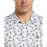 Retro Arcade Print Polo (Bright White) 