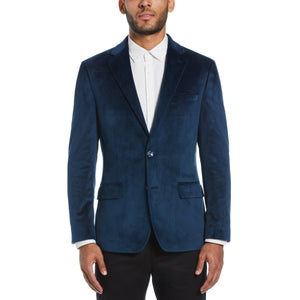 Blue Velvet Pico Polyester Jacket  (Blue) 