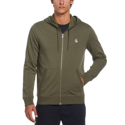 Sticker Pete Full-Zip Fleece Hoodie (Dusty Olive) 