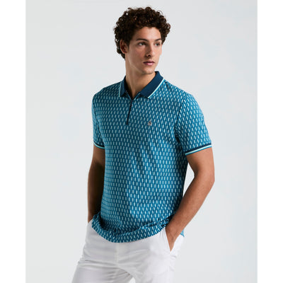 Tipped Jacquard Geo Polo (Mosaic Blue) 