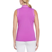 Veronica Sleeveless Golf Polo Shirt (Purple Cactus Flower) 