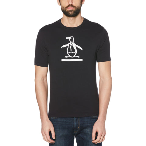 Original Penguin Mens Pete Outline Logo Crewneck T-Shirt (S, White (S Logo))